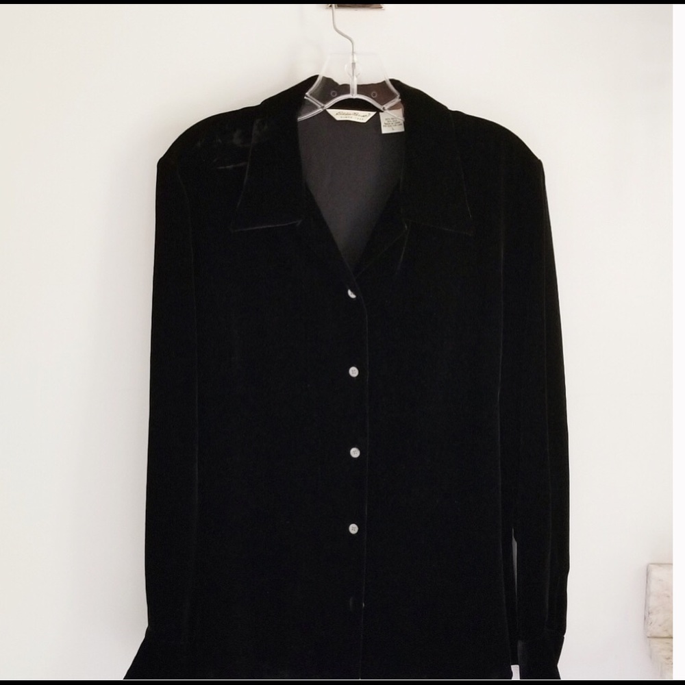 Eddie Bauer Velvet Button Top